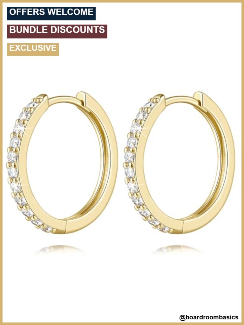 14K Gold Plated Hoop Earrings Cubic Zirconia Women